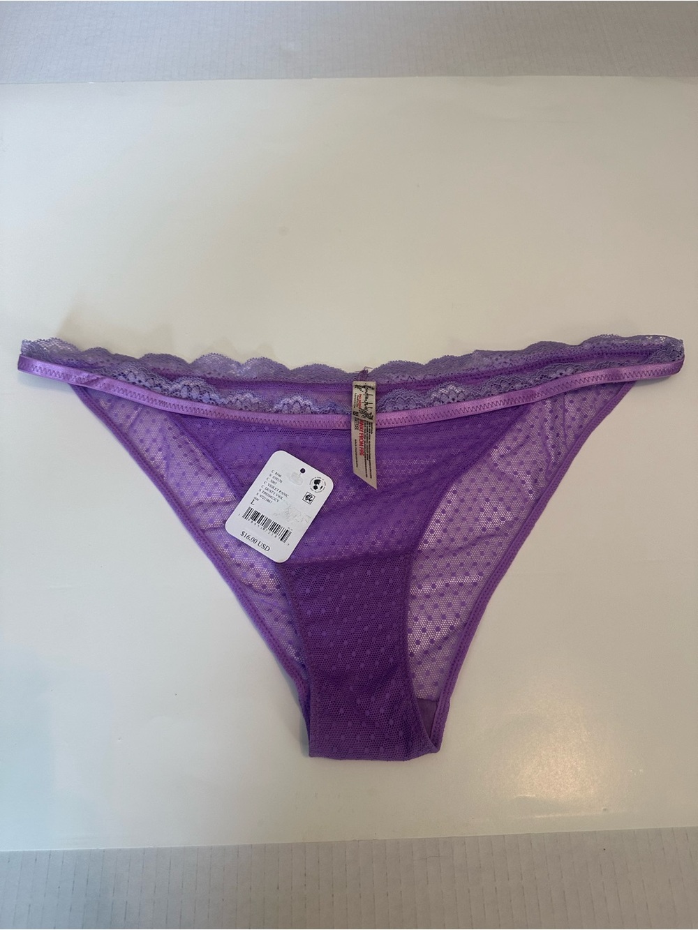 Free People Intimately Mid Week Sheer Mesh Bikini Panty Purple Size L NWT - Picture 2 of 3